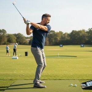 G/FORE Mens Navy Blue Short Sleeve Crewneck Slub Performance T-Shirt Logo Large